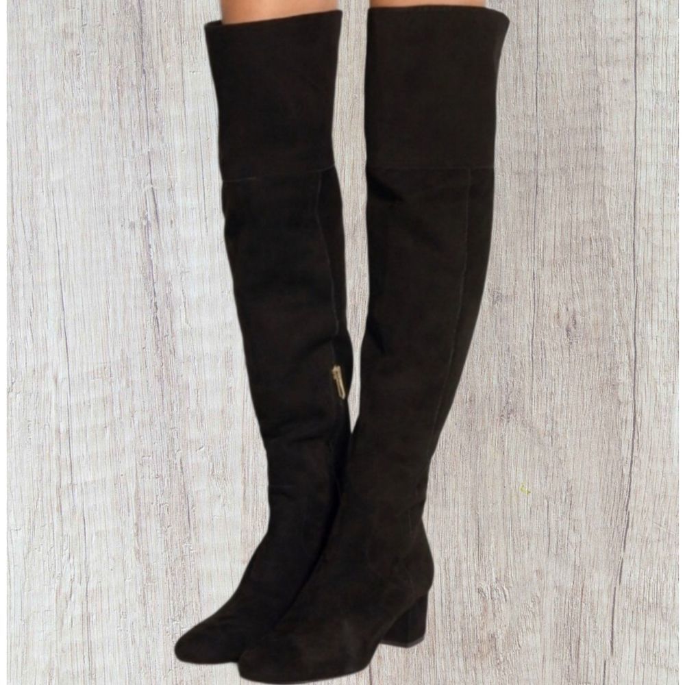 Flash Sale Sam Edelman Tall Black Suede OTK Over The Knee Elina Boots 7.5 - Picture 3 of 7